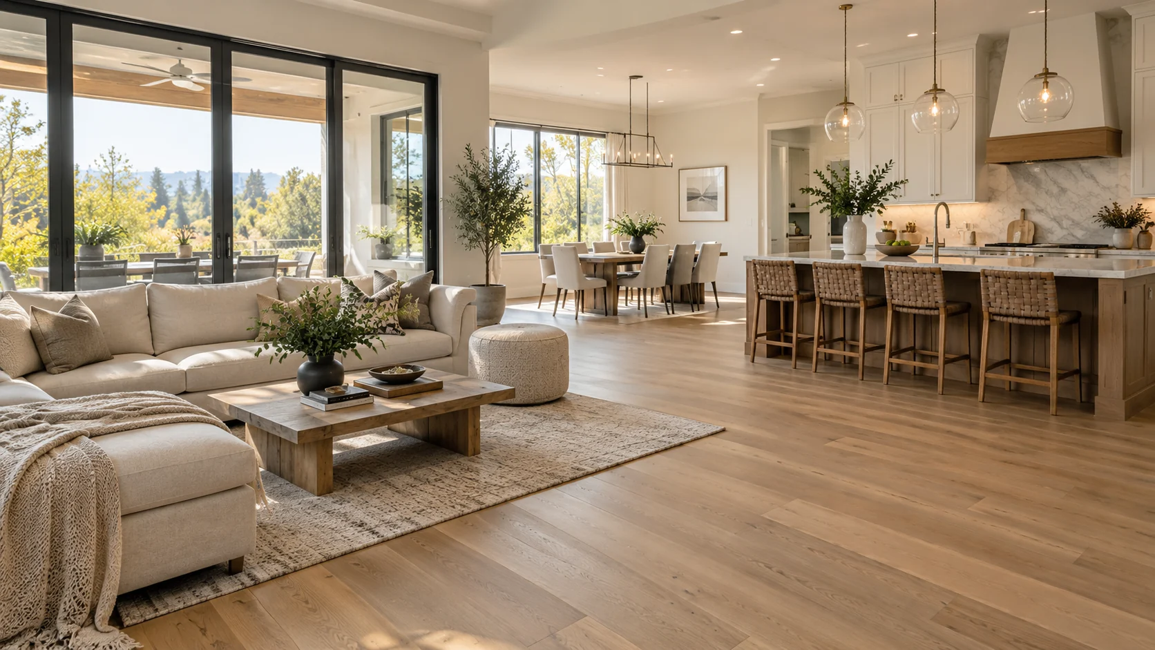 Whole-home remodel with continuous hardwood flooring